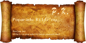 Poparadu Kilény névjegykártya